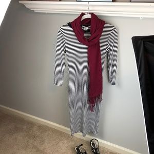 B&W striped midi dress